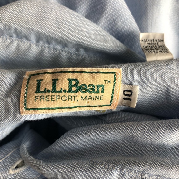 Vintage L.L. Bean Long Sleeve Midi Button Front Denim Like Collared Dress - Picture 14 of 14